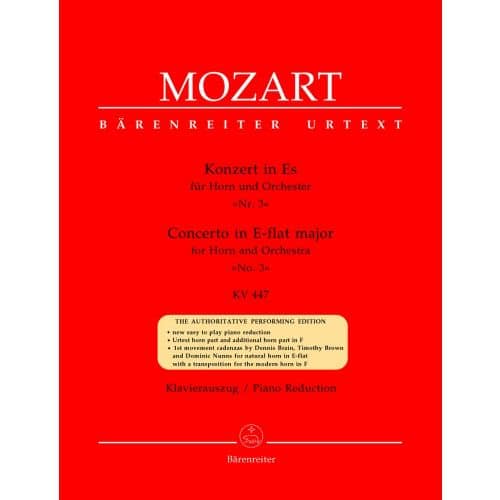 BARENREITER MOZART W.A. - CONCERTO N°3 EN MIB MAJEUR KV 447 POUR COR ET ORCHESTRE - COR, PIANO