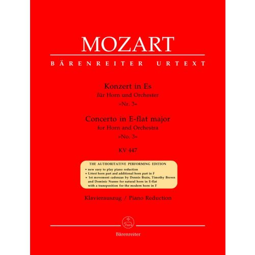 MOZART W.A. - CONCERTO N°3 EN MIB MAJEUR KV 447 POUR COR ET ORCHESTRE - COR, PIANO