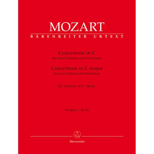 BARENREITER Mozart W.a. - Concertone For Two Violins & Orchestra KV 190 - Score