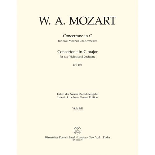 MOZART W.A. - CONCERTONE FOR TWO VIOLINS & ORCHESTRA KV 190 - ALTO 1 & 2