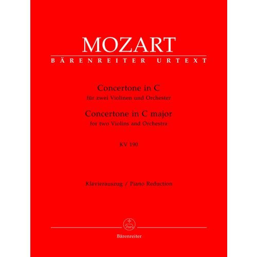 MOZART W.A. - CONCERTONE IN C MAJOR FOR 2 VIOLINS AND ORCHESTRA KV 190(166B,KV6:186)