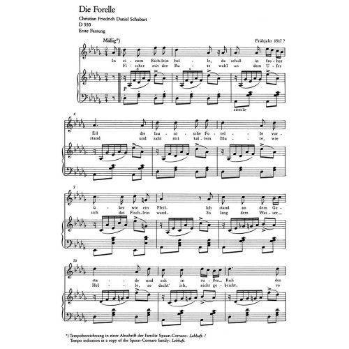 SCHUBERT FRANZ - THE TROUT D550 OP.32 - SOPRANO, PIANO