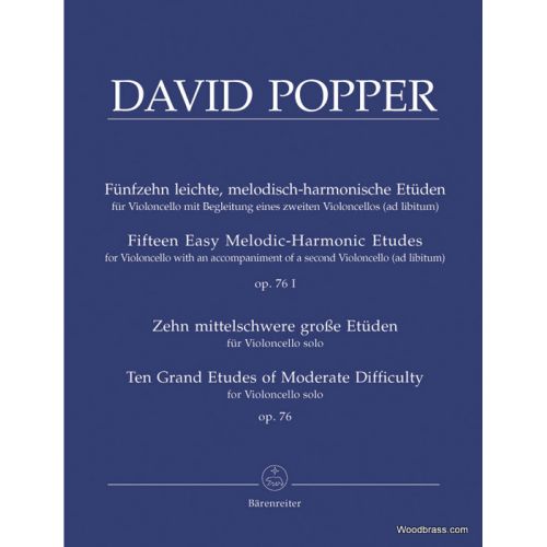 POPPER D. - 15 EASY MELODIC-HARMONIC ETUDES OP.76 - VIOLONCELLE