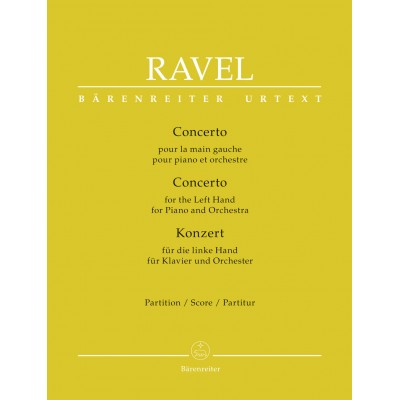 RAVEL MAURICE - CONCERTO POUR LA MAIN GAUCHE - SCORE
