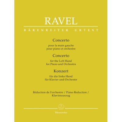 RAVEL MAURICE - CONCERTO POUR LA MAIN GAUCHE - PIANO REDUCTION