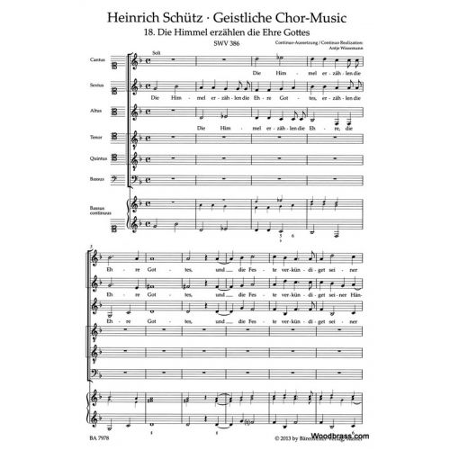 BARENREITER SCHUTZ H. - DIE HIMMEL ERZAHLEN DIE EHRE GOTTES SWV 386