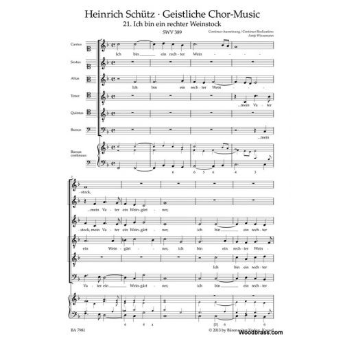 BARENREITER SCHUTZ H. - ICH BIN EIN RECHTER WEINSTOCK SWV 389