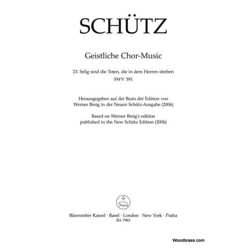 BARENREITER SCHUTZ H. - DAS IST JE GEWISSLICH WAHR SWV 388