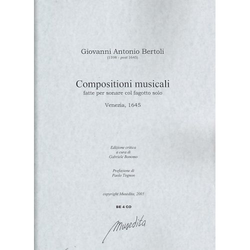 MUSEDITA BERTOLI GIOVANNI ANTONIO - COMPOSIZIONI MUSICALI - BASSON ET BC