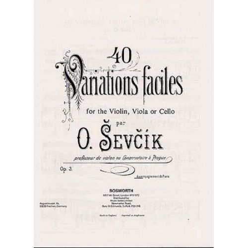 BOSWORTH SEVCIK - 40 VARIATIONS FACILES OP.3 - ACCOMPAGNEMENT DE PIANO