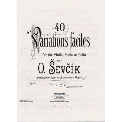 SEVCIK - 40 VARIATIONS FACILES OP.3 - ACCOMPAGNEMENT DE PIANO