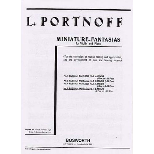 BOSWORTH PORTNOFF - FANTAISIE RUSSE N°4 - VIOLON,PIANO