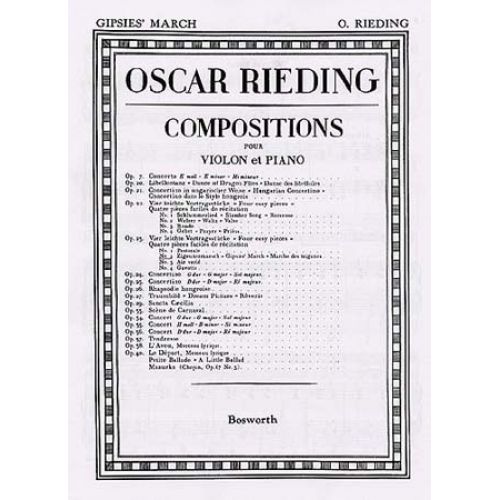 RIEDING OSCAR - GIPSIES' MARCH OP.23 N°2 - VIOLON, PIANO