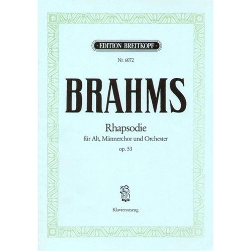 EDITION BREITKOPF BRAHMS J. - RAPSODIE POUR ALTO OP. 53 - CHANT, CHOEUR, PIANO