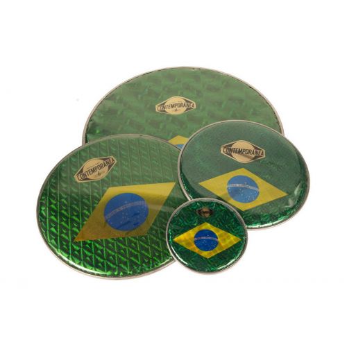 CONTEMPORANEA C-PEB02 HOLOGRAPHIC DRUMHEAD 10'' - BRAZILIAN FLAG