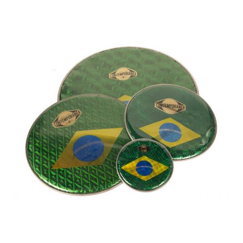 C-PEB05 - HOLOGRAPHIC DRUMHEAD 14'' - BRAZILIAN FLAG 