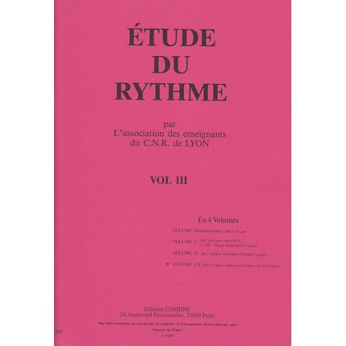COMBRE CNR De Lyon - Etude Du Rythme Vol Iii