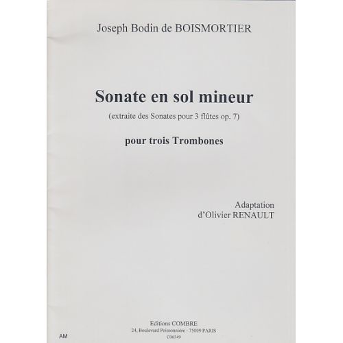 BOISMORTIER - SONATE EN SOL MINEUR - 3 TROMBONES