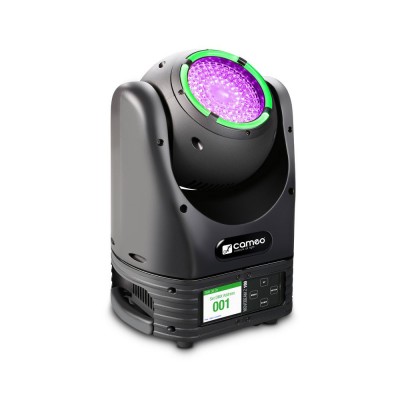 CAMEO Movo Beam Z 100 - Projecteur Asservi Avec Couronne De Led, Rotation Illimite Et
