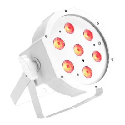 Cameo Projecteur Par Plat A Led Tricolores (rgb), 7 X 3 W Haute Puissance, Boitier Blanc