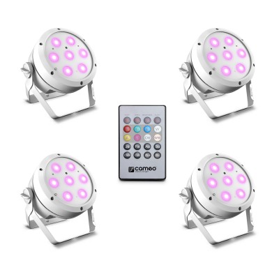 CAMEO Root Par 4 WH Set 1 - Set Compos De 4 X CLROOTPAR4wh Avec Tlcommande Infrarouge