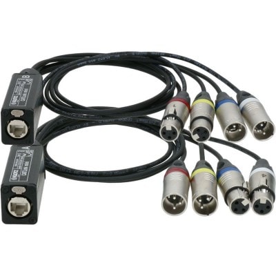 KLOTZ CATLINK DMX 4-CH. IN/OUT SET, CLDMX-MINI40 + CLDMX-MINI04, 2X ETHERCON F / 4X XLR 5 BROCHES M/F