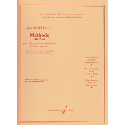 BILLAUDOT Sellner Joseph - Methode Vol.2 - Etudes Progressives - Pour Hautbois Ou Saxophone