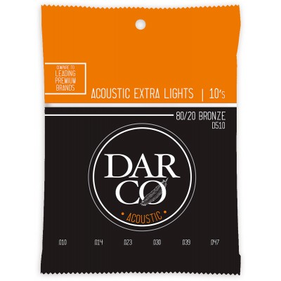 ACOUSTIC STRINGS 80/20 BRONZE DARCO ACOUSTIC EXTRA LIGHT SET 80/20