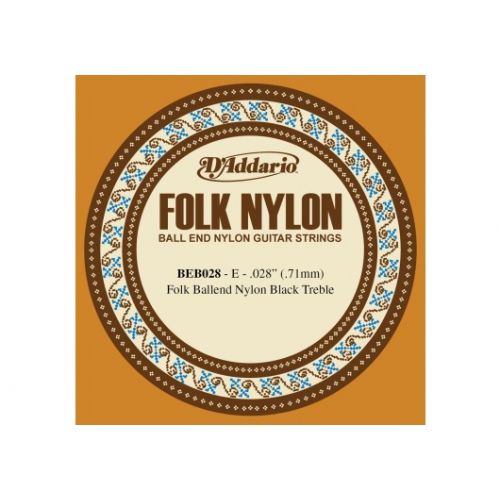 BEB028 FOLK NYLON GUITAR BLACK NYLON BALL END .028