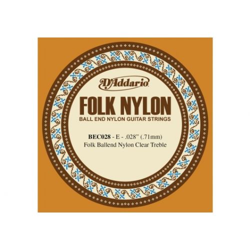 BEC028 FOLK NYLON GUITAR SINGLE STRING CLEAR NYLON BALL END .028