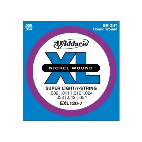 EXL120-7 NICKEL WOUND 7-STRING ELECTRIC GUITAR STRINGS SUPER LIGHT 9-54