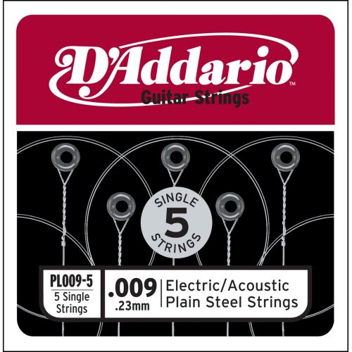 PL009-5 PLAIN STEEL GUITAR SINGLE STRING .009 5-PACK