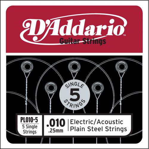 PL010-5 PLAIN STEEL GUITAR SINGLE STRING .010 5-PACK