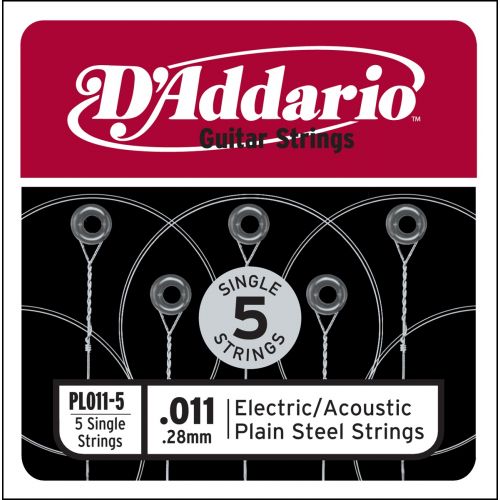 PL011-5 PLAIN STEEL GUITAR SINGLE STRING .011 5-PACK