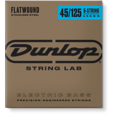 Dunlop Cordes Basses Filets Plats Jeux Filets Plats Long Scale 5 Cordes 45-125