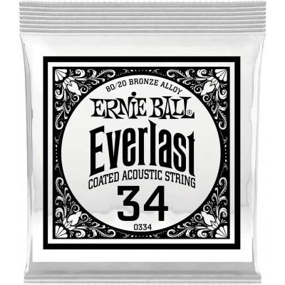 ERNIE BALL .034 EVERLAST COATED 80/20 BRONZE ACOUSTIC GUITAR STRINGS