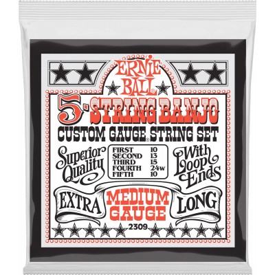 ERNIE BALL 5 CORDES BANJO MEDIUM GAUGE 10-10 2309