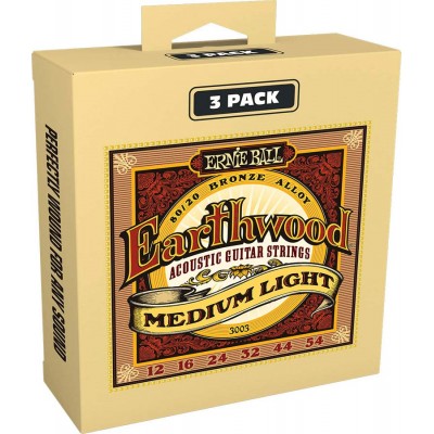 3003 EARTHWOOD 80/20 BRONZE MEDIUM LIGHT 12-54 PACK DE 3 