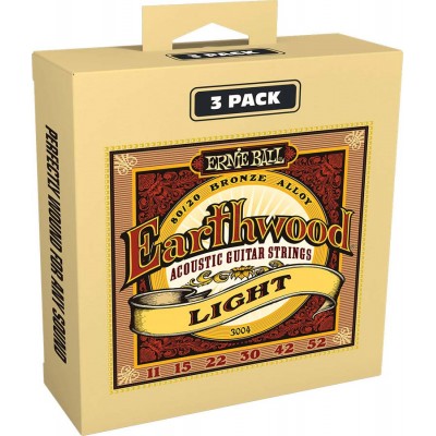 ERNIE BALL 3004 EARTHWOOD 80/20 BRONZE LIGHT 11-52 PACK DE 3 