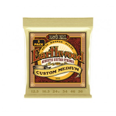 ERNIE BALL CORDES EARTHWOOD 80/20 BRONZE CUSTOM MEDIUM 12,5-56 - PACK DE 3