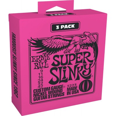 Ernie Ball 3223 Super Slinky 9-42 Pack De 3 Jeux