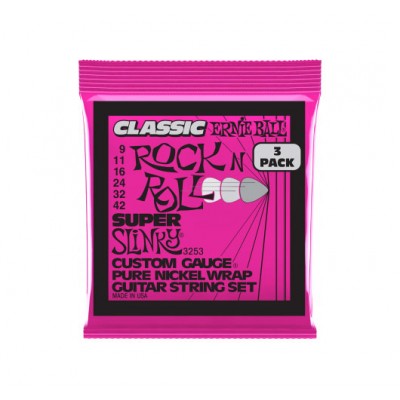 ERNIE BALL 3253 CLASSIC RNR SUPER SLINKY 9-42 PACK DE 3