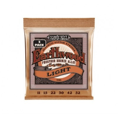 ERNIE BALL 3548 EARTHWOOD PHOSPHOR BRONZE LIGHT 11-52 PACK DE 3