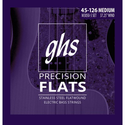 GHS BASS STRINGS STAINLESS STEEL FLAT THREAD STEEL MEDIUM SET /5C !45-65-85-105-126-126