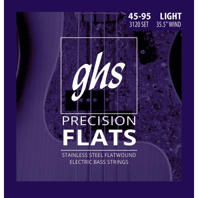 GHS FLAT WOUND STAINLESS STEEL SET MEDIUM LIGHT