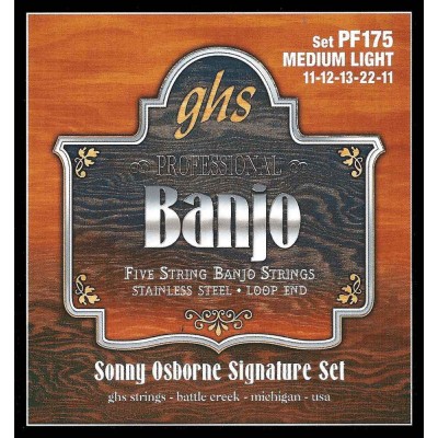 GHS Cordes Folk Banjo Stainless Steel Sonny Osbourne 11-12-13-22-11
