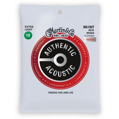 MARTIN & CO MA180T AUTHENTIC TREATED EXTRA LIGHT BRONZE EX. LIGHT 10-14-23-30-39-47 12 STRINGS