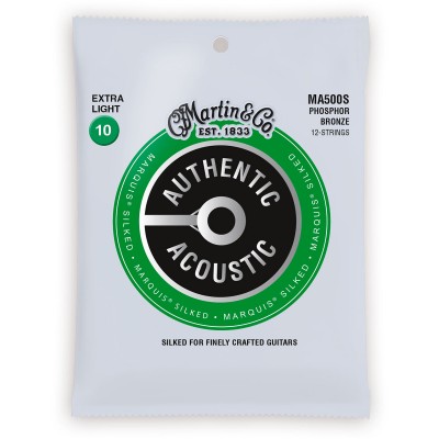 MARTIN & CO MA500S AUTHENTIC SILKED EXTRA LIGHT 92/8 PHOSPHOR BRONZE EX. LIGHT 10-14-23-30-39-47 12 STRINGS