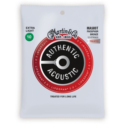 MARTIN & CO MA500T AUTHENTIC TREATED EXTRA LIGHT 92/8 PHOSPHOR BRONZE EX. LIGHT 10-14-23-30-39-47 12 STRINGS