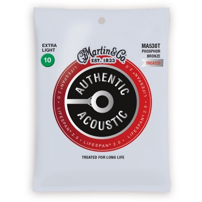 MARTIN & CO MA530T AUTHENTIC TREATED EXTRA LIGHT 92/8 PHOSPHOR BRONZE EX. LIGHT 10-14-23-30-39-47 